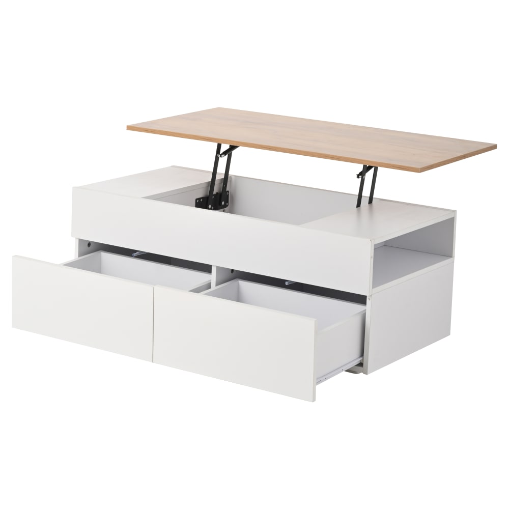 Table basse relevable en panneau de particules blanc