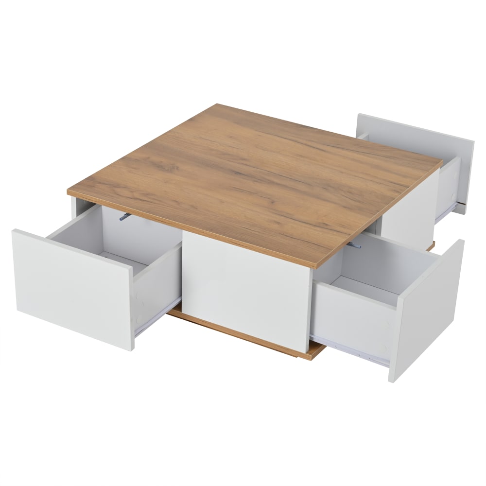 Hauss Spole Couchtisch aus Spanplatte weiß und holzfarben - Spanplatte