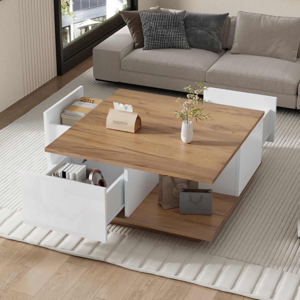 Couchtisch aus Spanplatte weiß und holzfarben - Maisons Du Monde