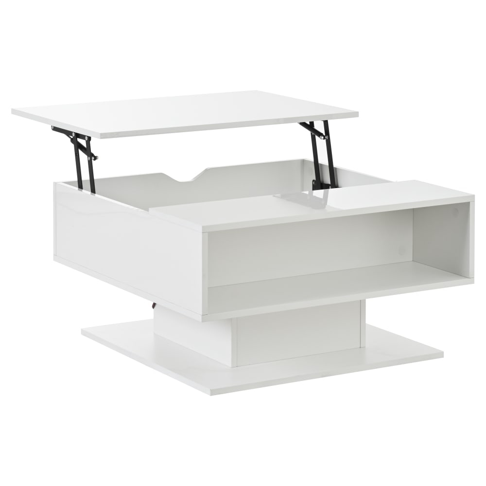Table basse relevable en panneau de particules blanc avec led