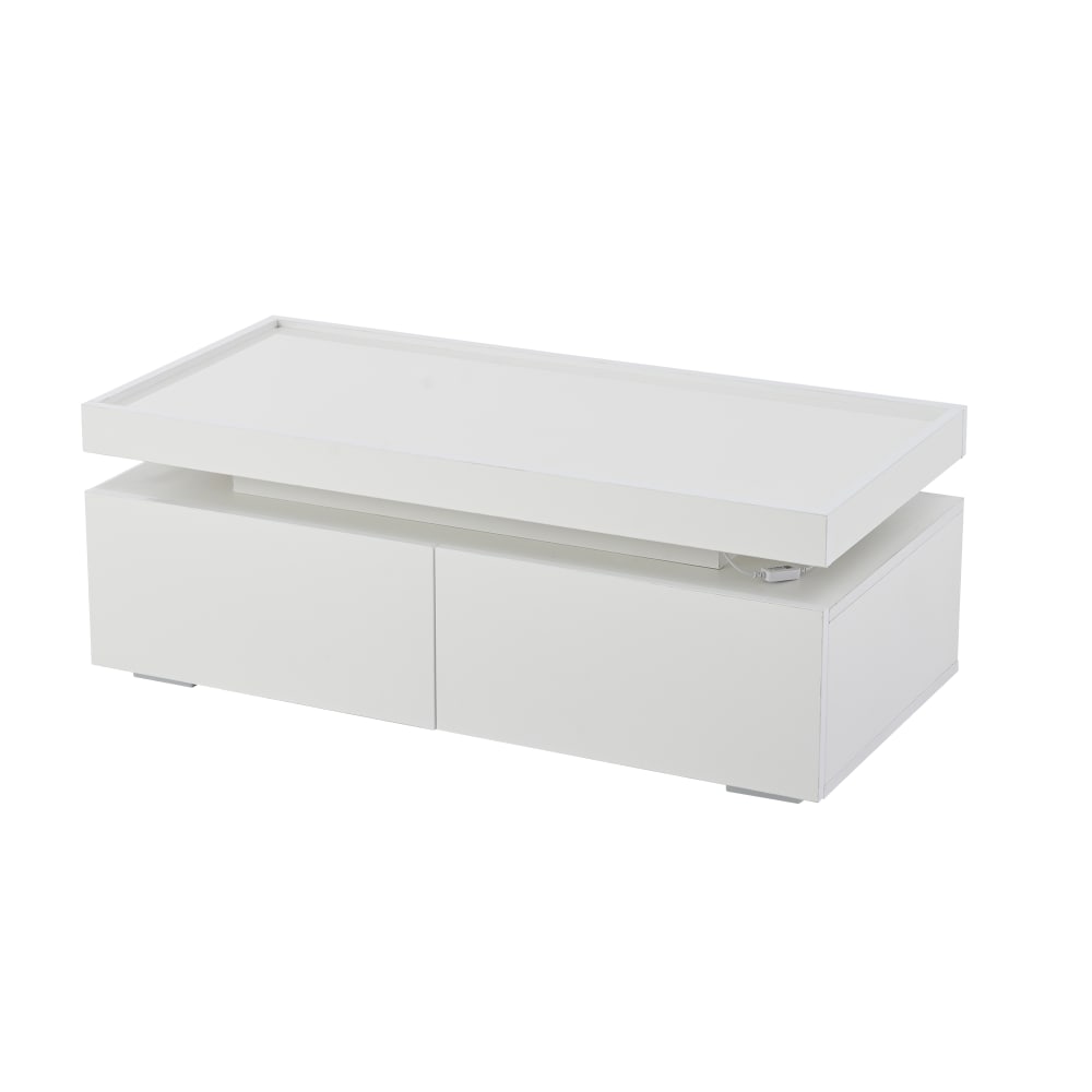 Hauss Spole Couchtisch aus Spanplatte weiß mit LED - Spanplatte