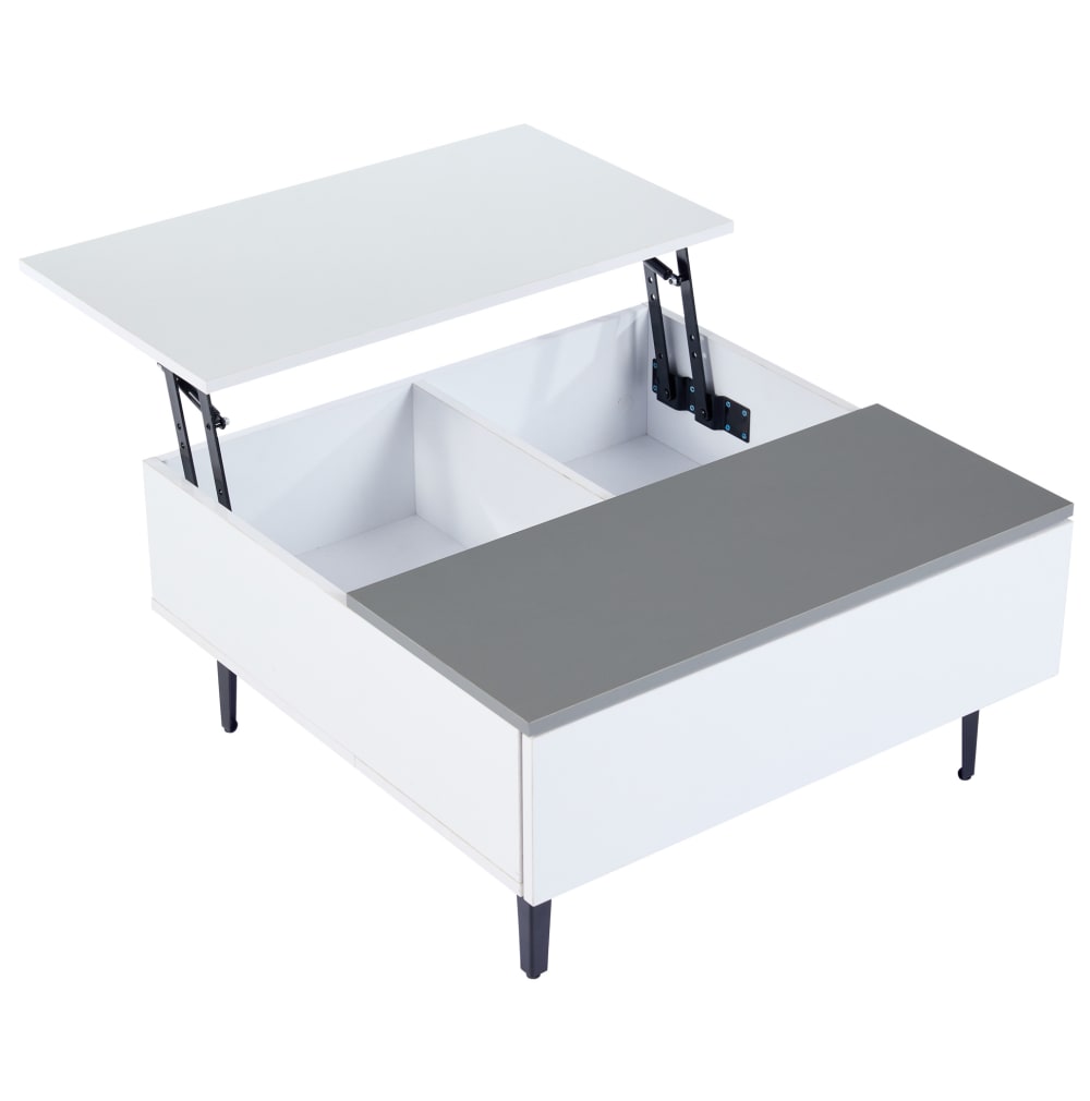 Table basse relevable blanche et grise avec led
