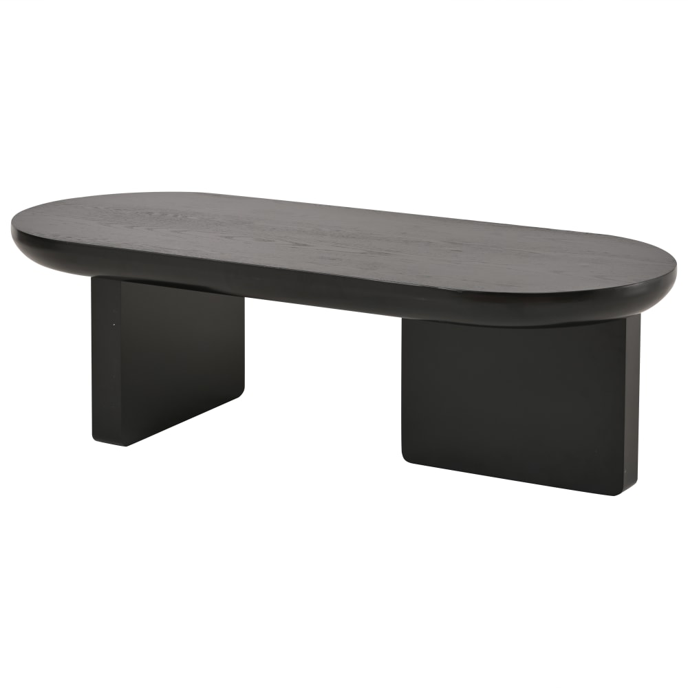 Table basse ovale en panneau de fibres de moyenne densité noir