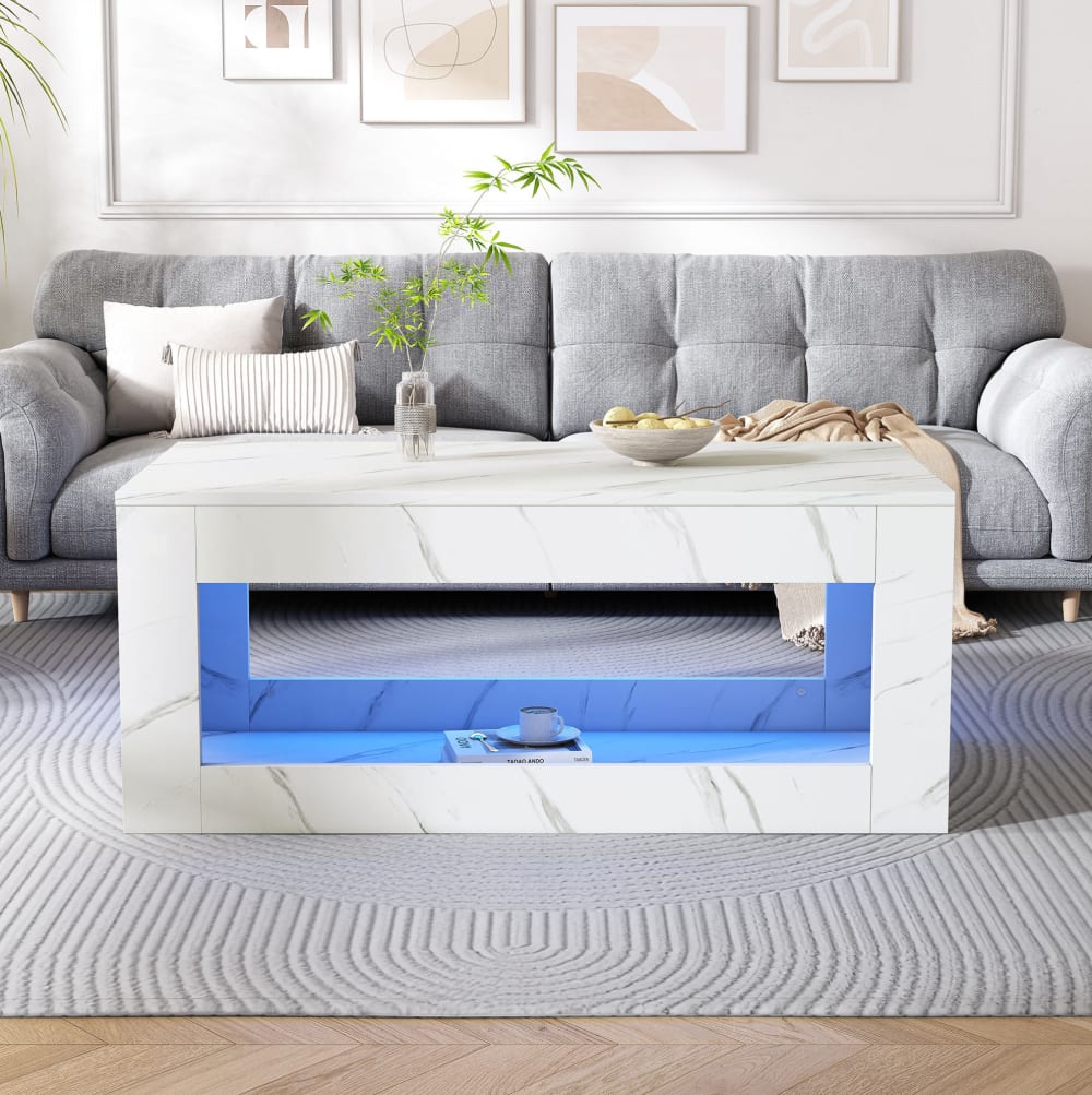 Couchtisch mit LED aus Spanplatte weiß - Maisons Du Monde