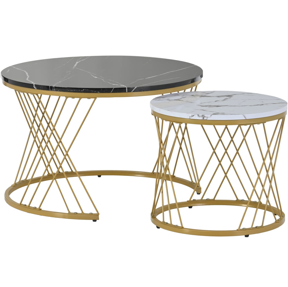 Lot de 2 tables basses gigognes en panneau de particules noir