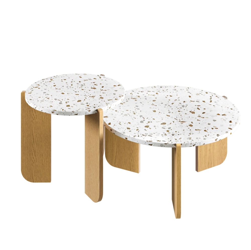 Lot de 2 tables basses gigognes en panneau de particules naturel