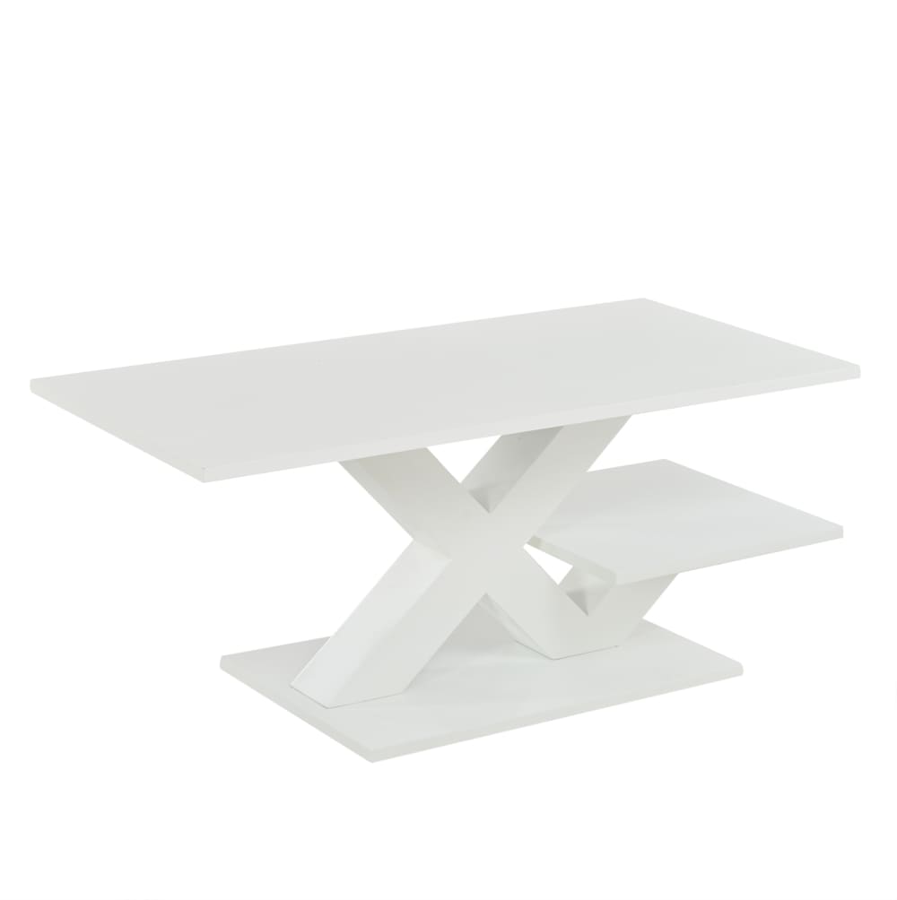 Table basse en panneau de fibres de moyenne densité blanc brillant