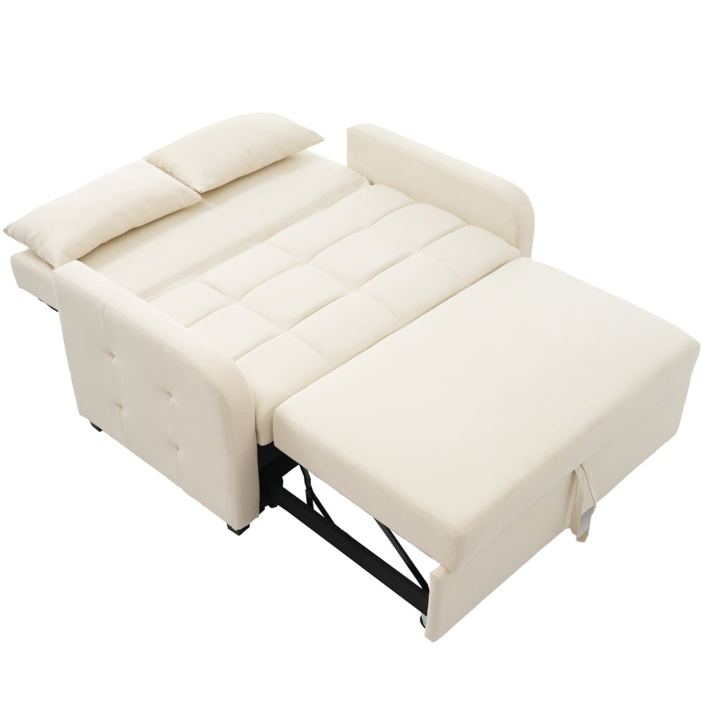 Canapé-lit pliant en lin et coton beige