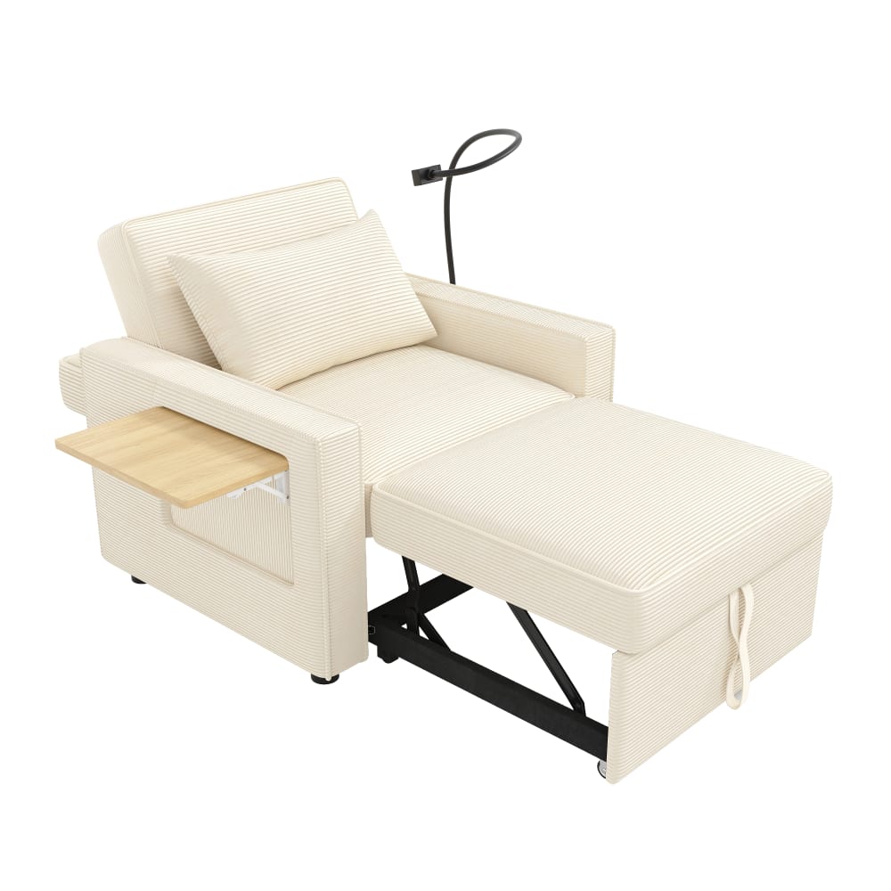Hauss Spole Schlafsofa 1-Sitzer aus Cordstoff beige - Samt