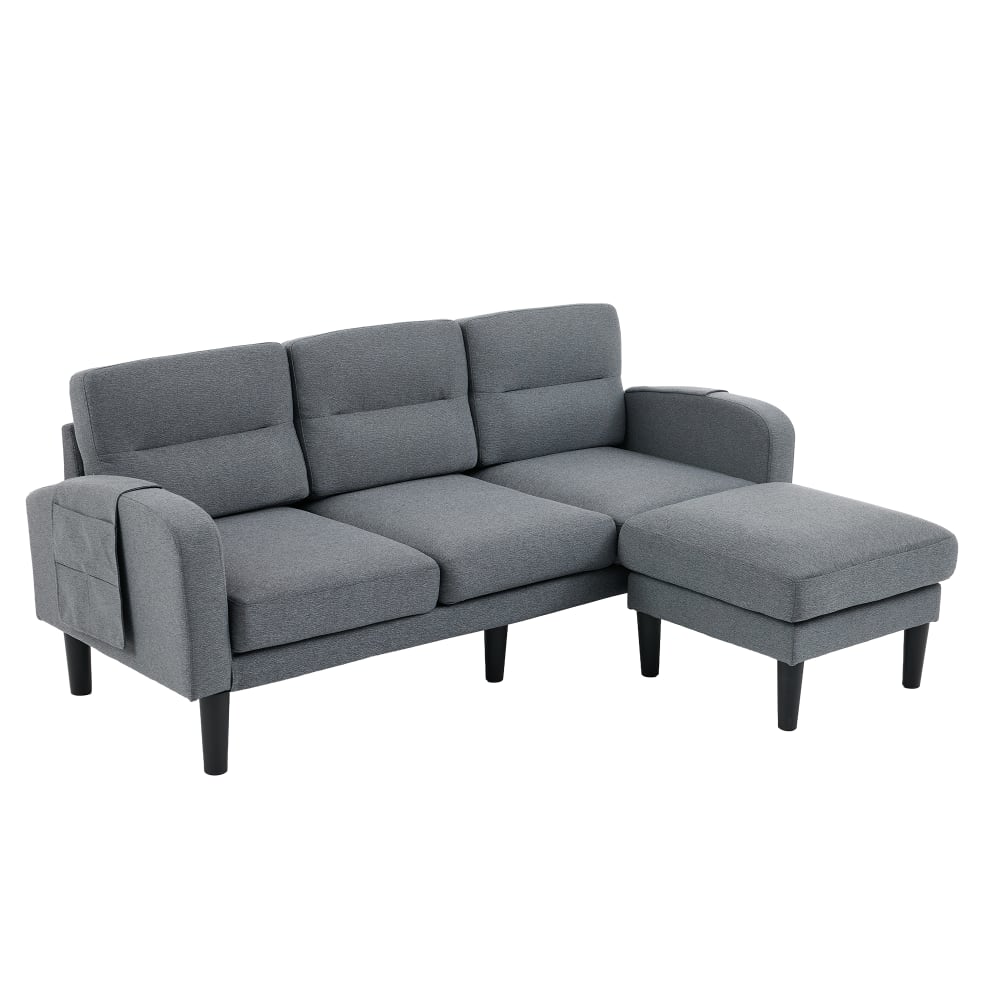 Hauss Spole Ecksofa in L-Form aus Stoff grau mit Chaiselongue - Stoff