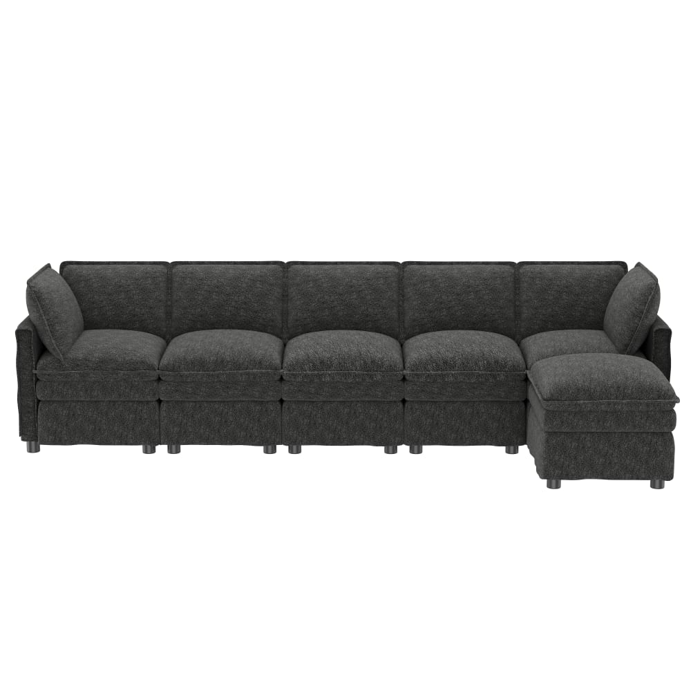 Modulares 6-Sitzer-Schlafsofa aus Chenille grau - Maisons Du