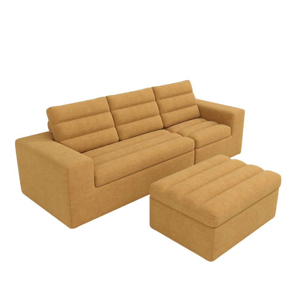 Hauss Spole Modulares Ecksofa aus Chenille orange orange Stoff