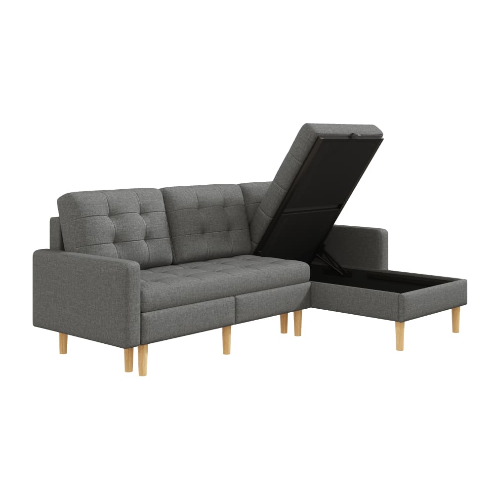 Hauss Spole Ecksofa aus Vliesstoff grau mit Stauraum - -