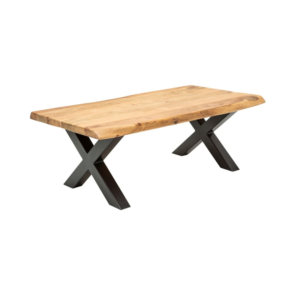 Table rectangulaire en acacia clair et pieds en fer noir 110x40x60cm Table rectangulaire en acacia clair et pieds en fer noir 110x40x60cm