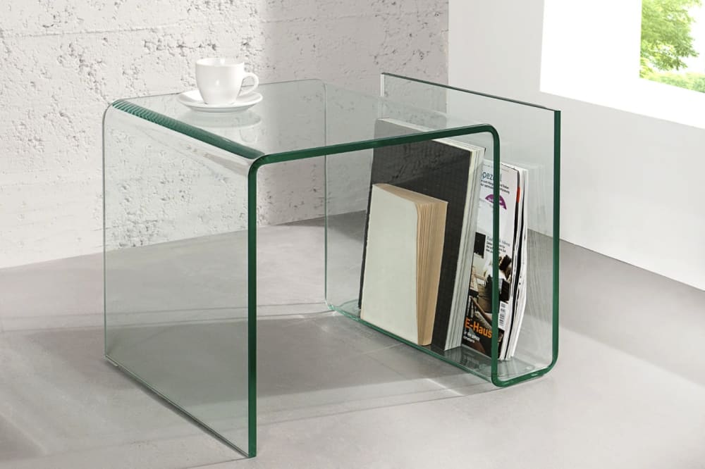 Table basse en verre transparent 50x38x40cm