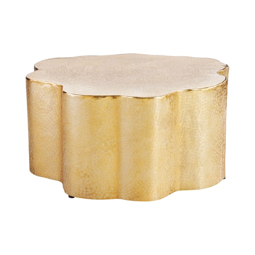 Table basse asymétrique dorée brillante en aluminium 71x37x73cm Table basse asymétrique dorée brillante en aluminium 71x37x73cm