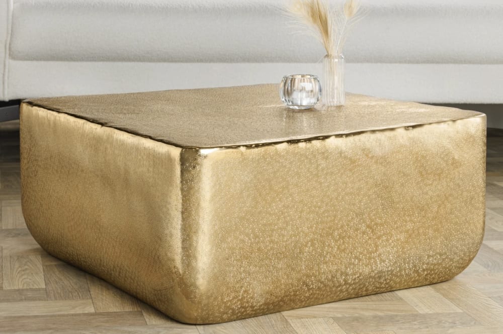 Table basse carrée en aluminium doré 70x31x70cm