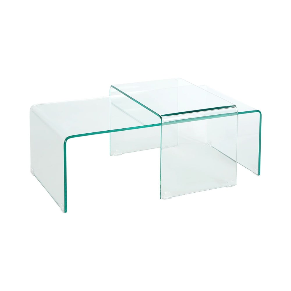 Tables basses empilables en verre transparent 100x35x50cm