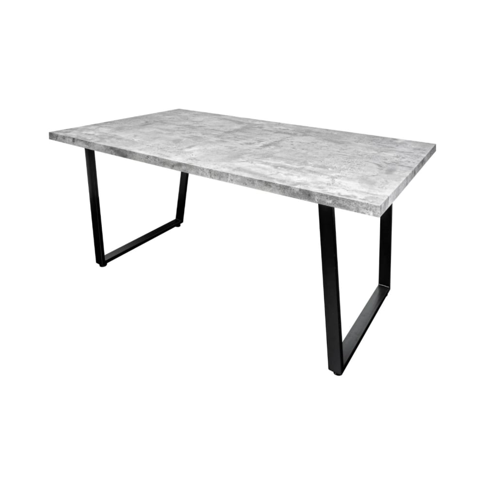 Table rectangulaire aspect bois gris et pieds en fer noir 160x90cm