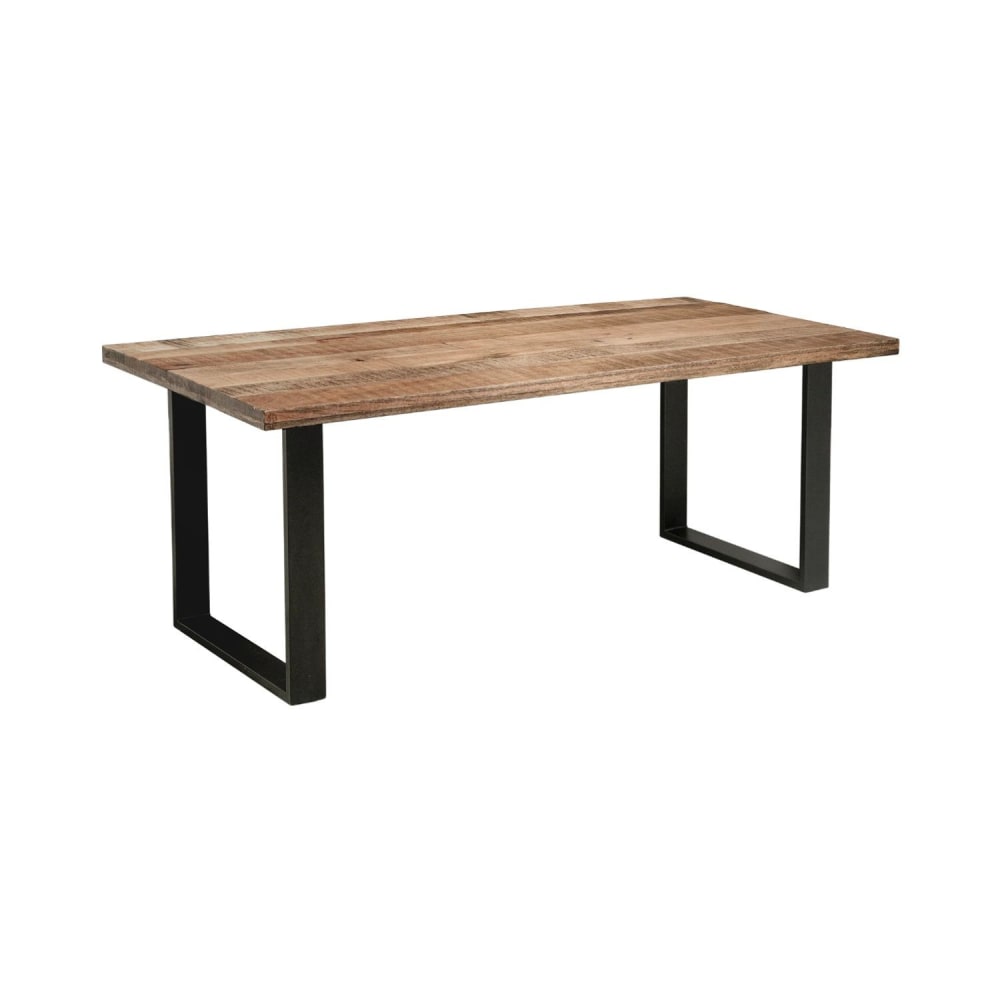 Table rectangulaire en bois de manguier et pieds en fer noir 180x90cm