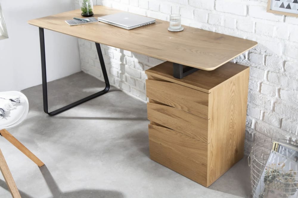 Bureau 3 tiroirs en panneau de fibres de moyenne densité 160cm