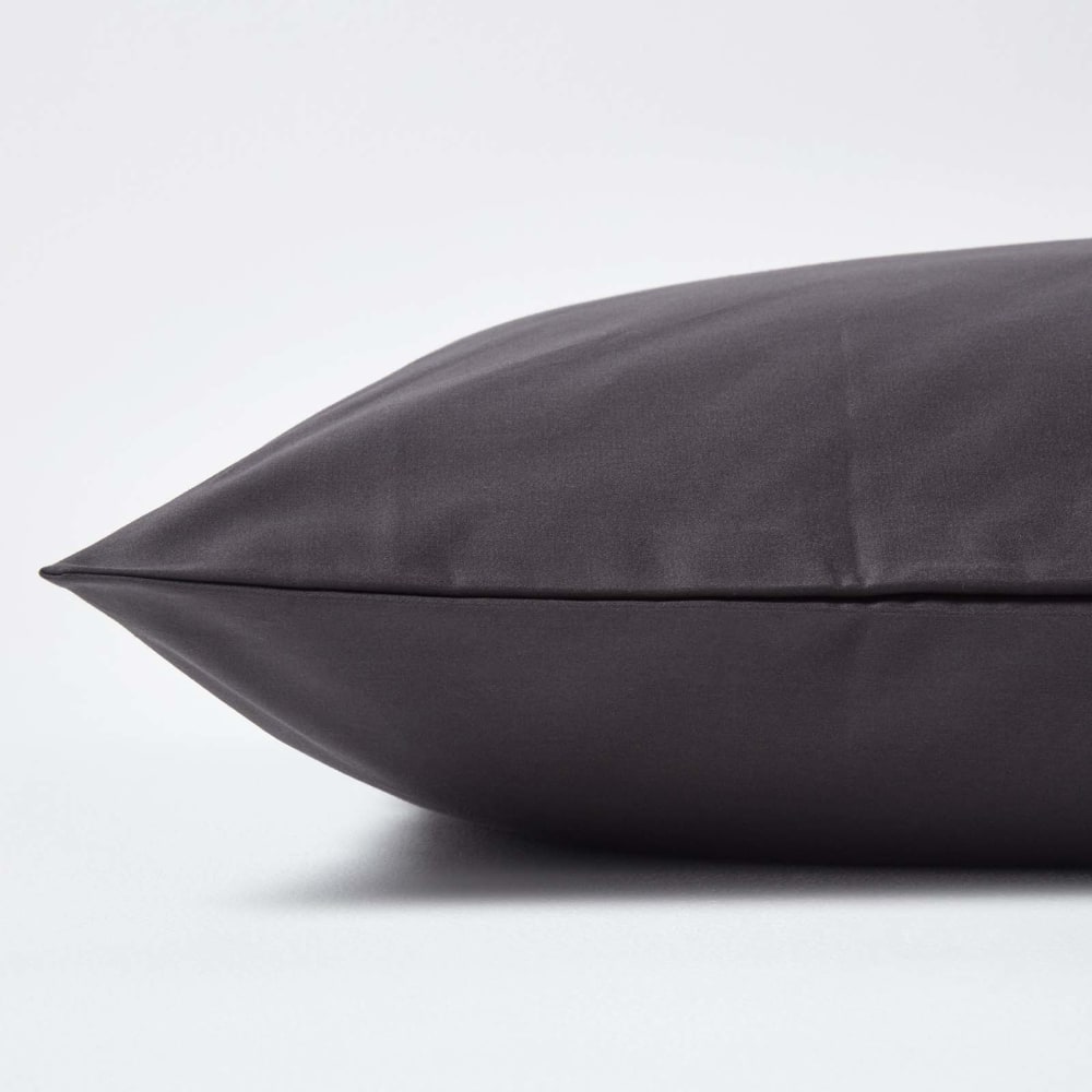 Kopfkissenbezug Satin ägyptische Baumwolle Dunkelgrau 50x75 cm -