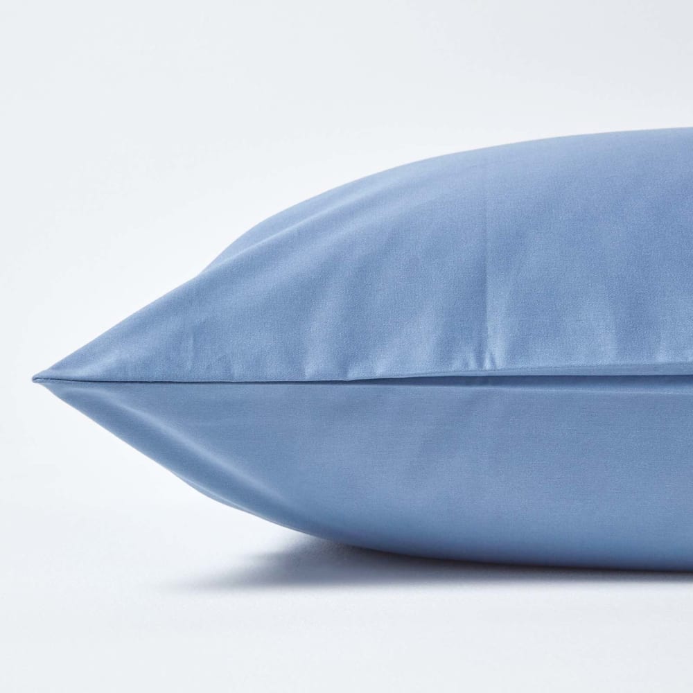 Kopfkissenbezug Satin ägyptische Baumwolle Blau 80x80 cm -