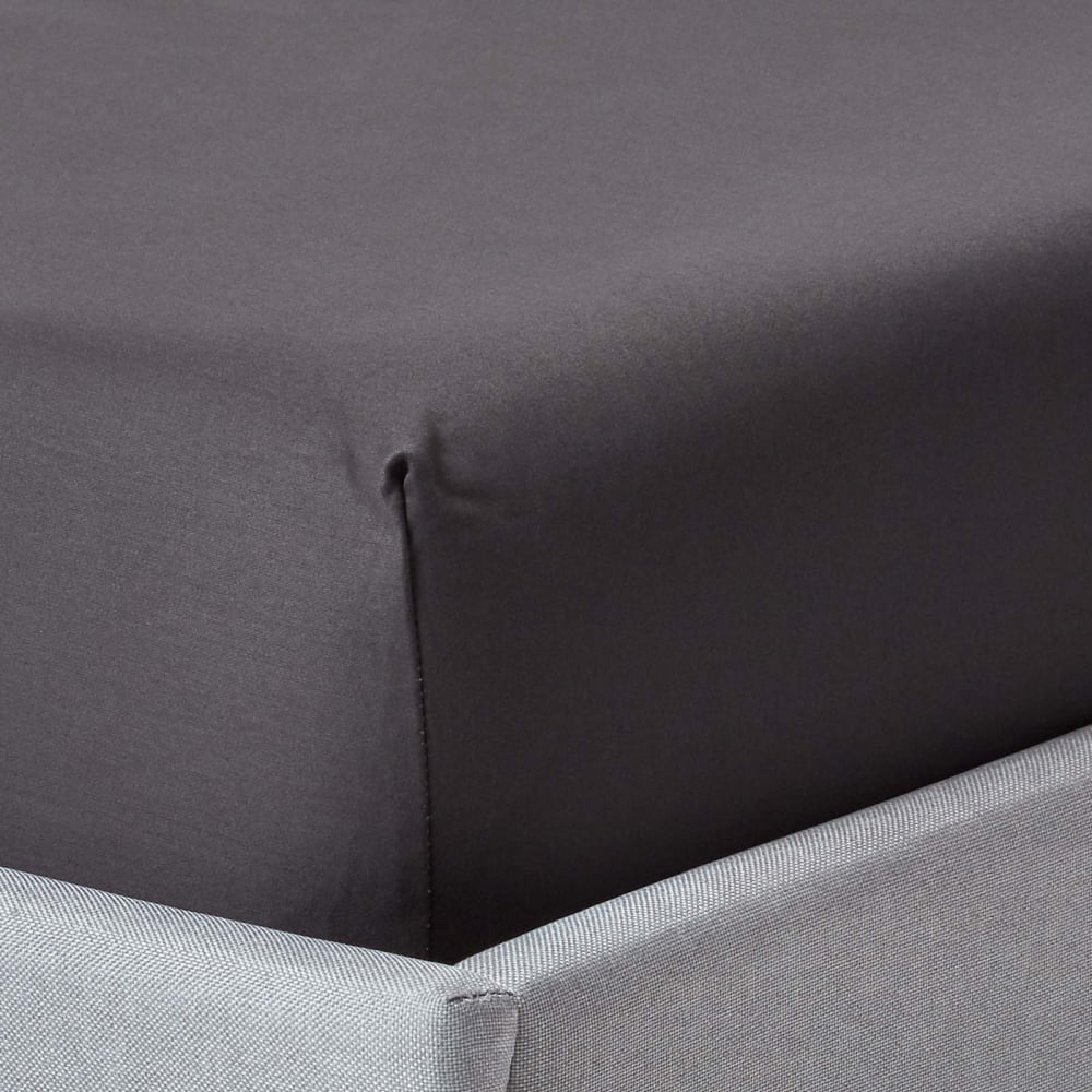 Homescapes Spannbettlaken Satin ägyptische Baumwolle Dunkelgrau 100x200 cm style modern Öko-Tex Zertifikat - Baumwolle