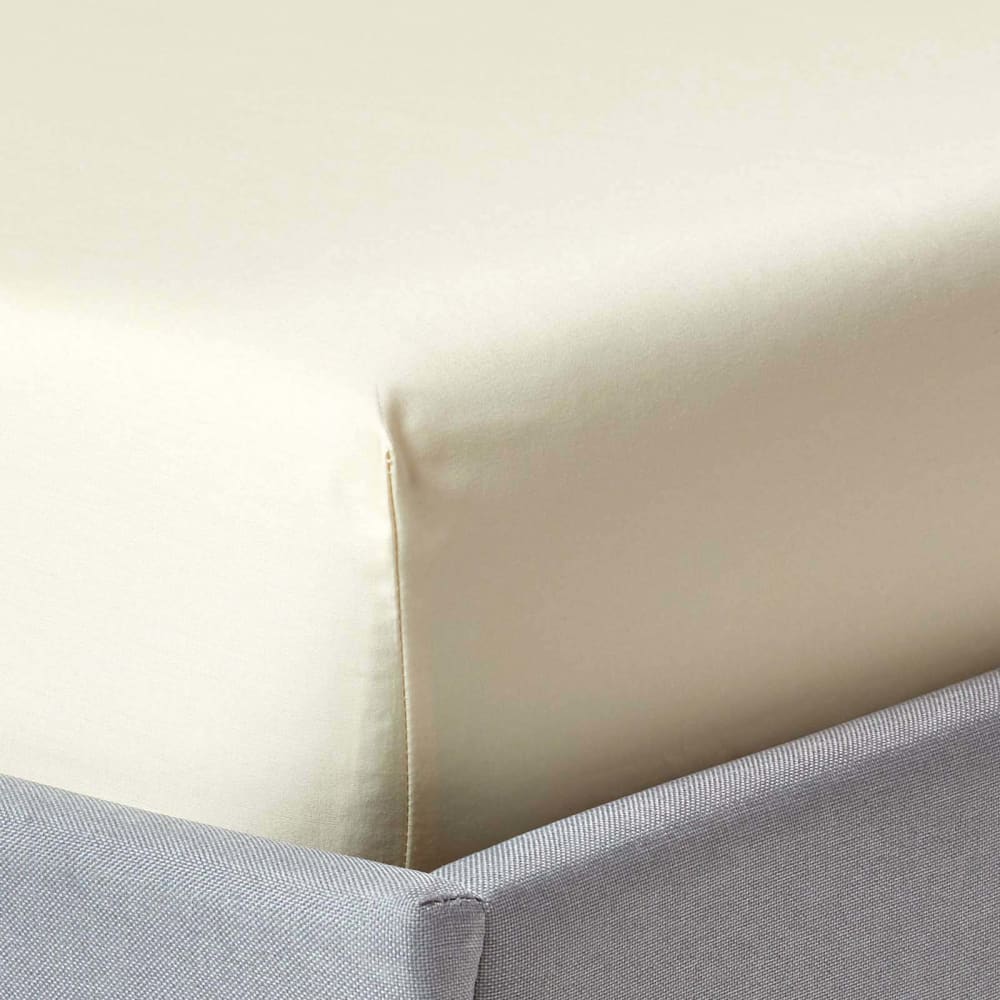 Homescapes Spannbettlaken Satin ägyptische Baumwolle Creme 120x190 cm style modern Beige Öko-Tex Zertifikat Baumwolle