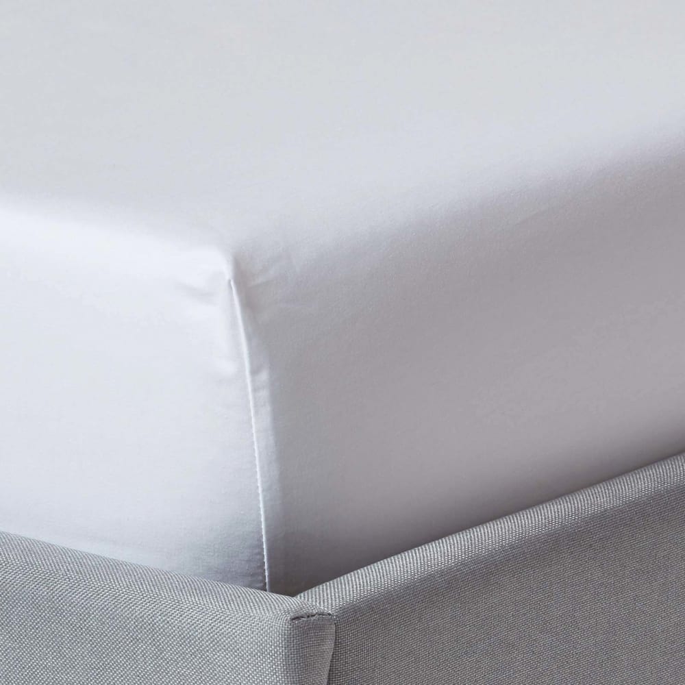 Drap-housse en satin de coton égyptien blanc 120x190 cm
