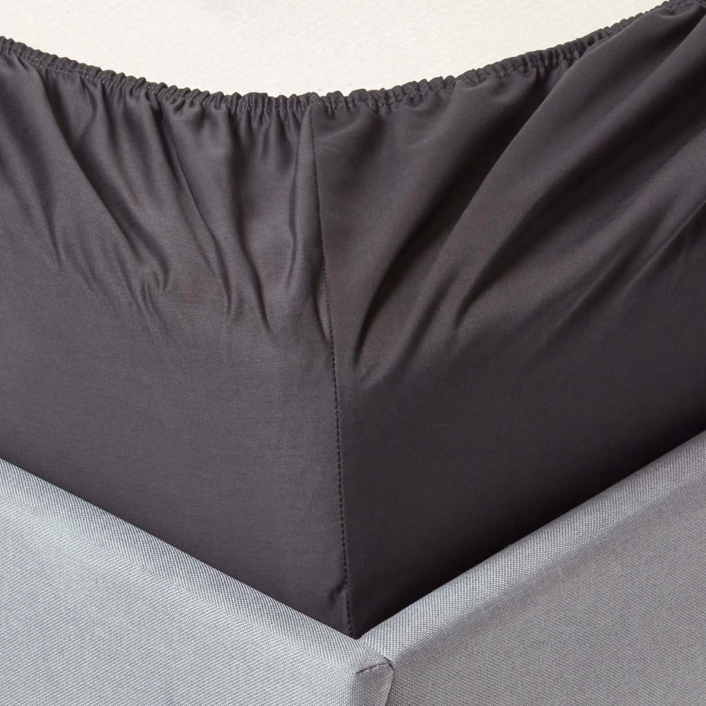 Spannbettlaken Satin ägyptische Baumwolle Dunkelgrau 120x190 cm -