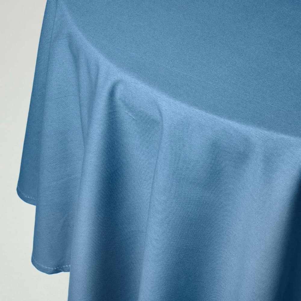 Nappe unie ronde en coton bleu foncé 180 cm