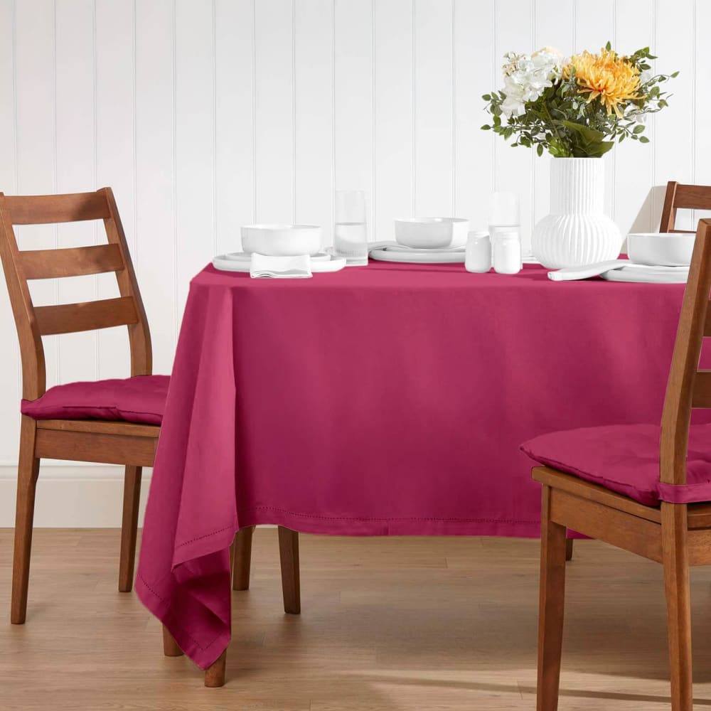 Homescapes Tischdecke einfarbig rechteckig baumwolle pflaume 137x228 cm style modern Rot
