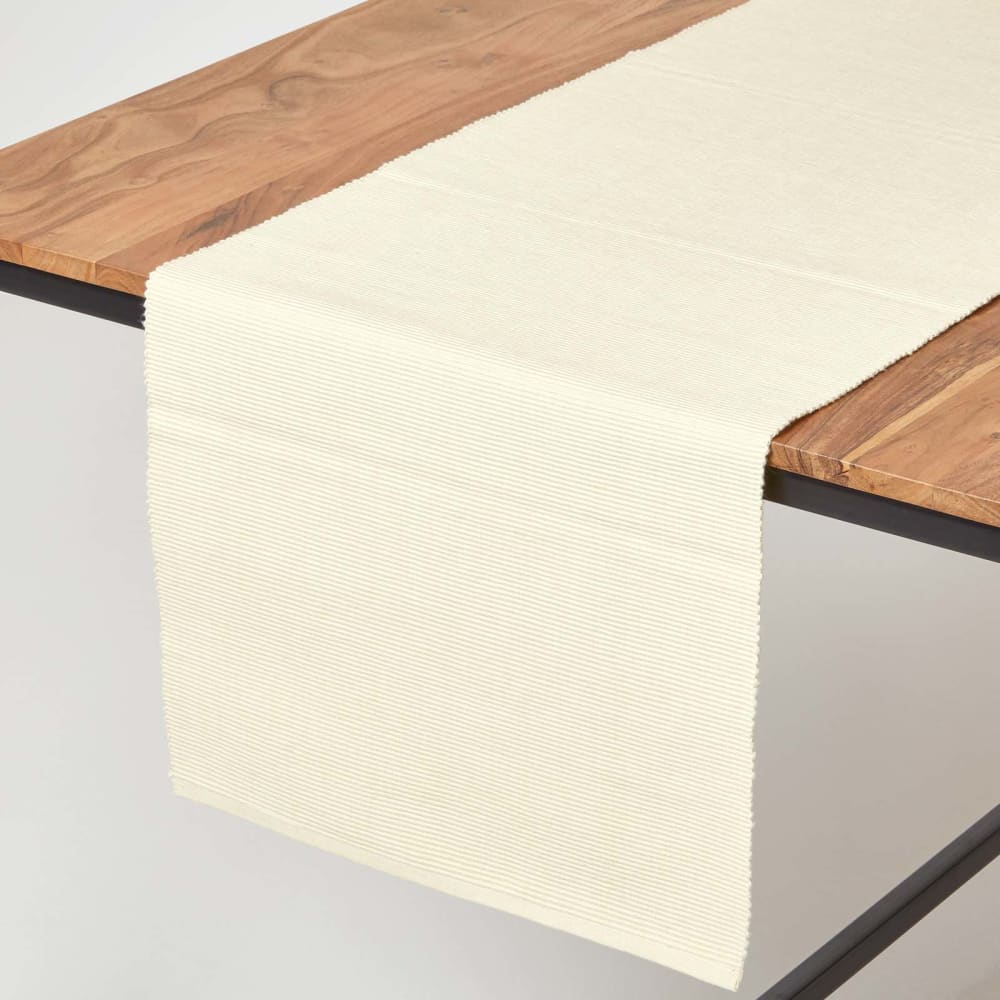 Chemin de table uni en coton crème
