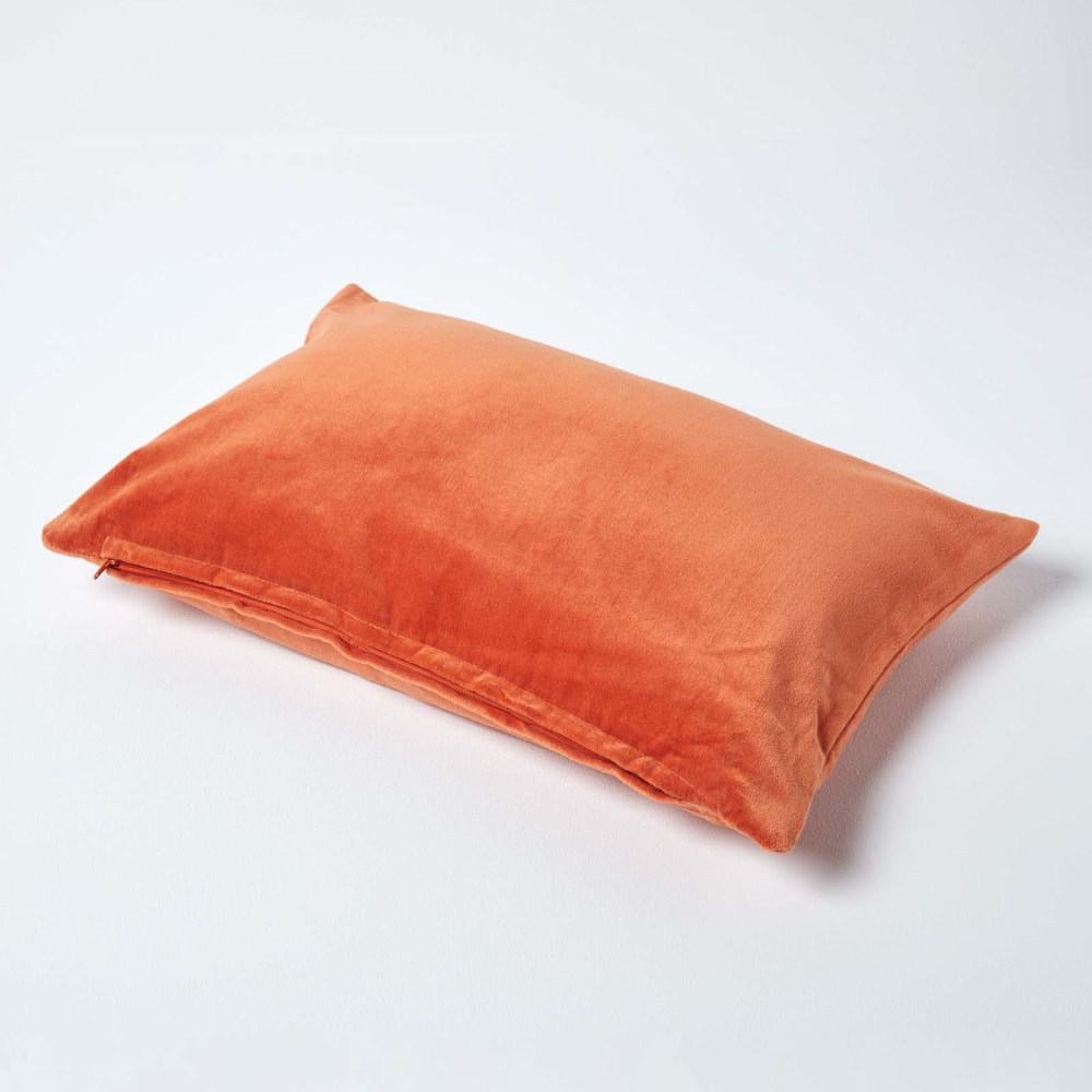 Housse de coussin en velours de coton orange 30x50 cm — vue 4