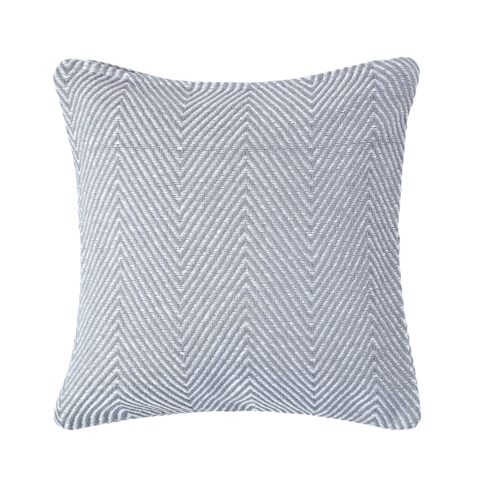 Housse de coussin à chevrons en coton gris 45x45 cm