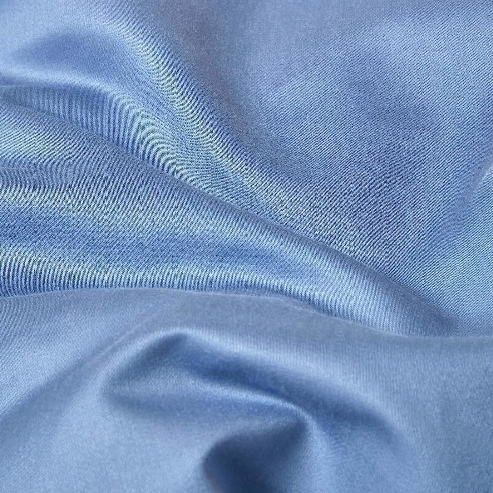 Drap plat en satin de coton égyptien bleu 270x300 cm — vue 4