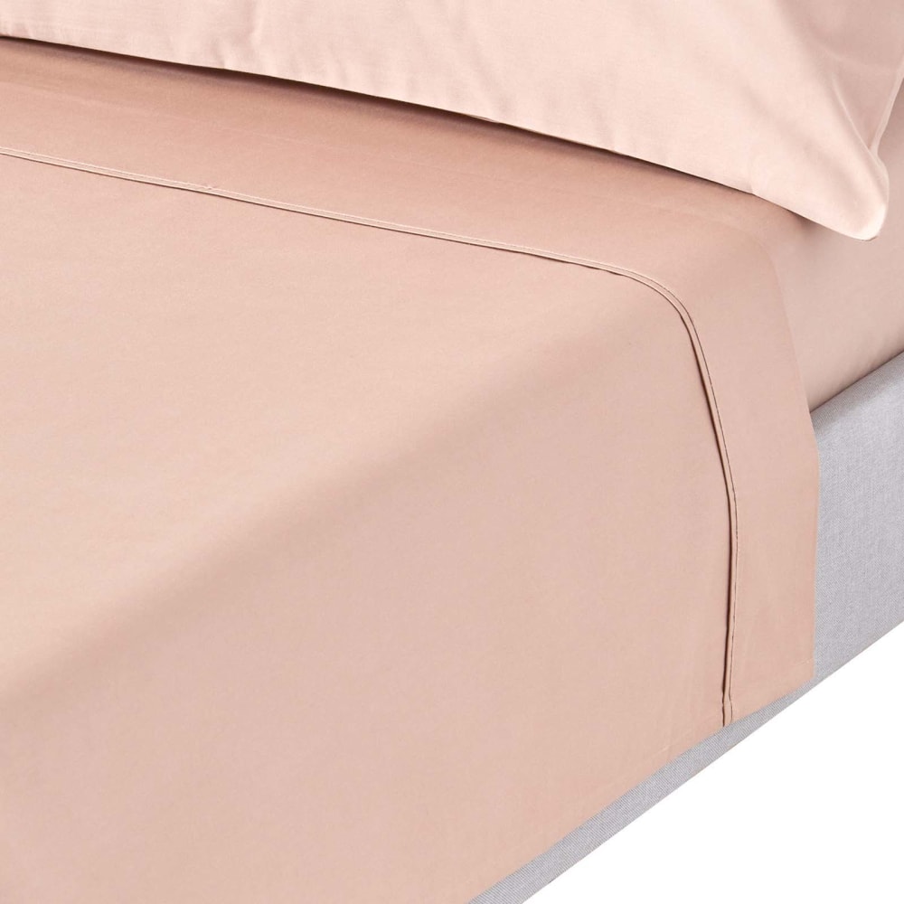 Drap plat en satin de coton égyptien beige taupe 270x300 cm