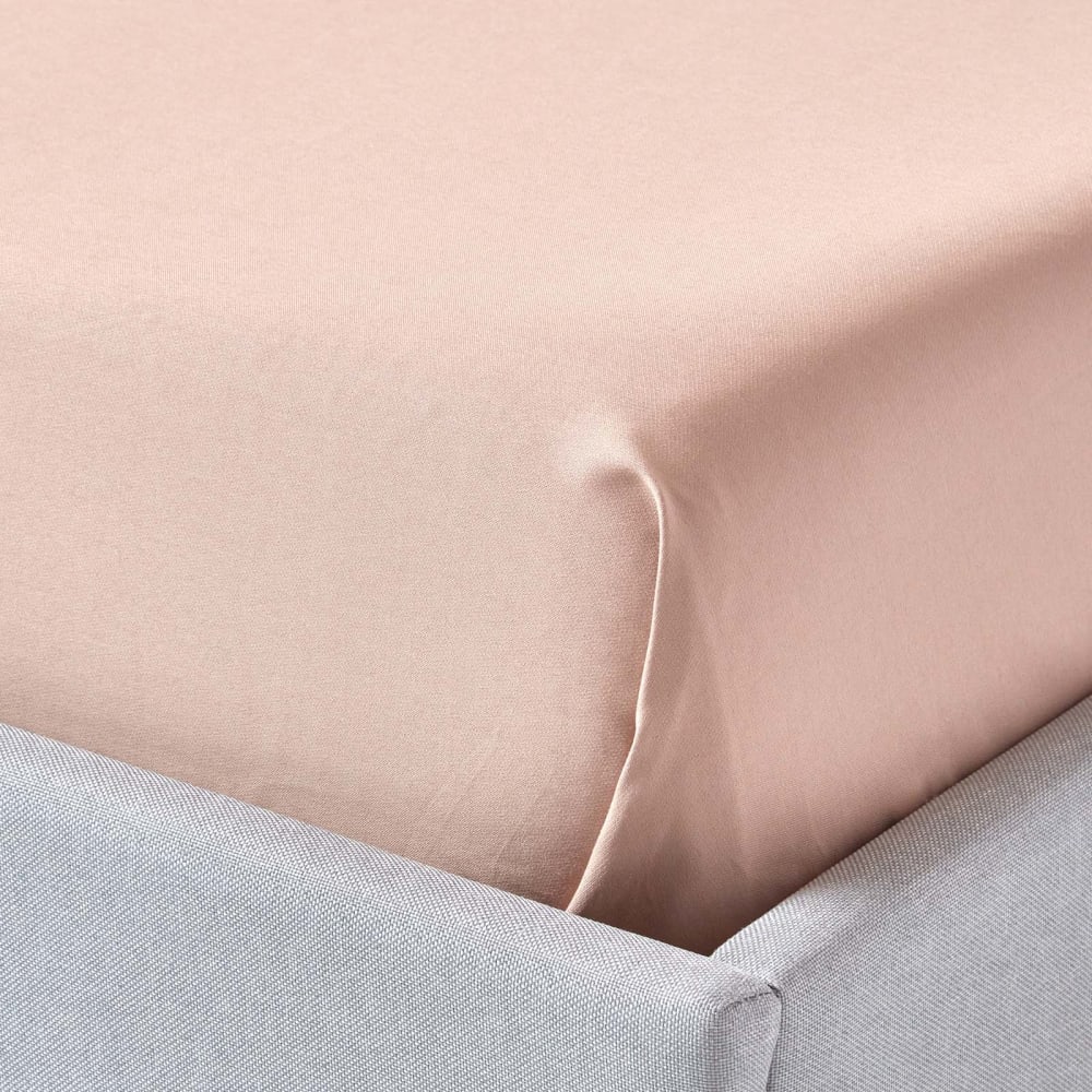 Drap plat en satin de coton égyptien beige taupe 270x300 cm — vue 4