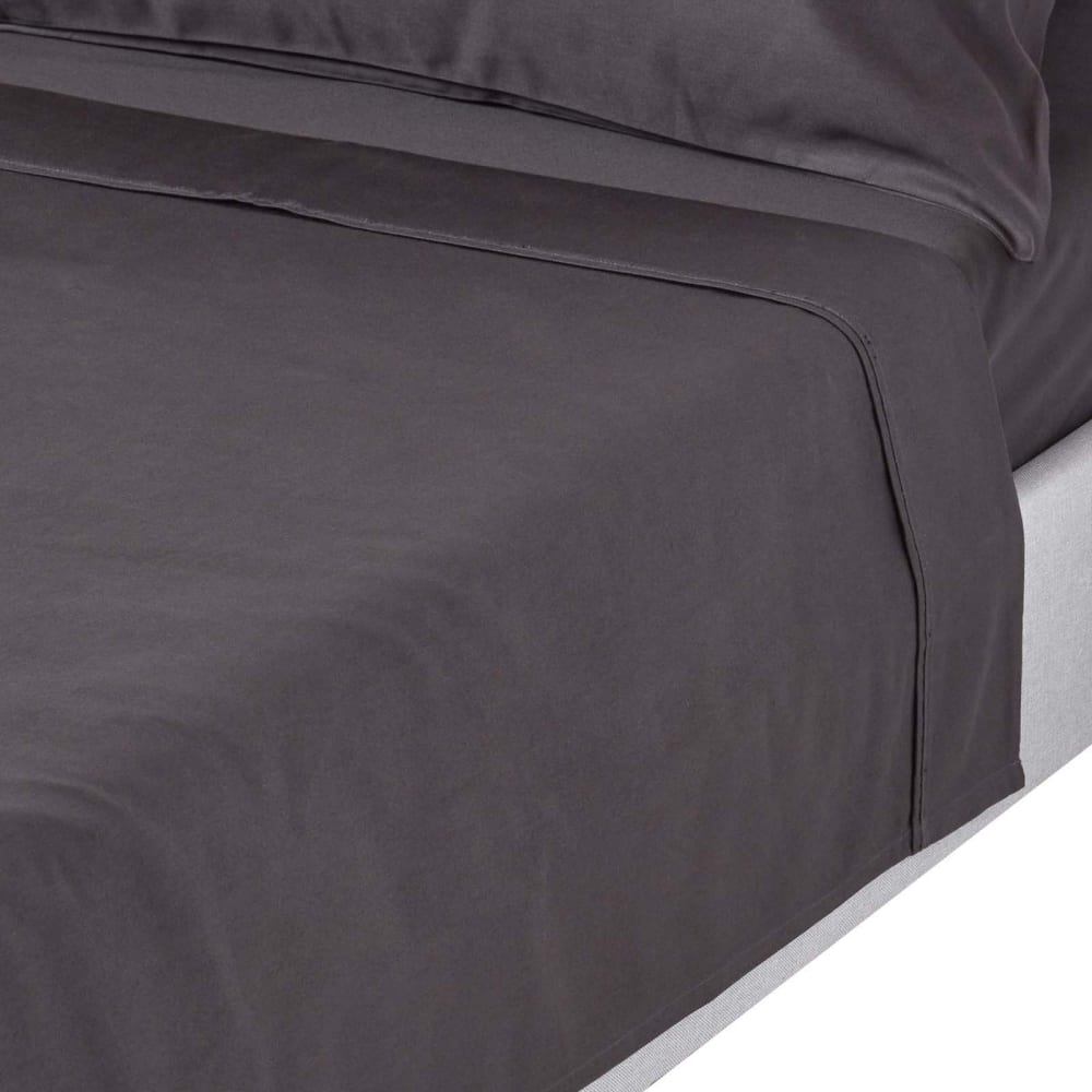 Drap plat en satin de coton égyptien gris foncé 270x300 cm