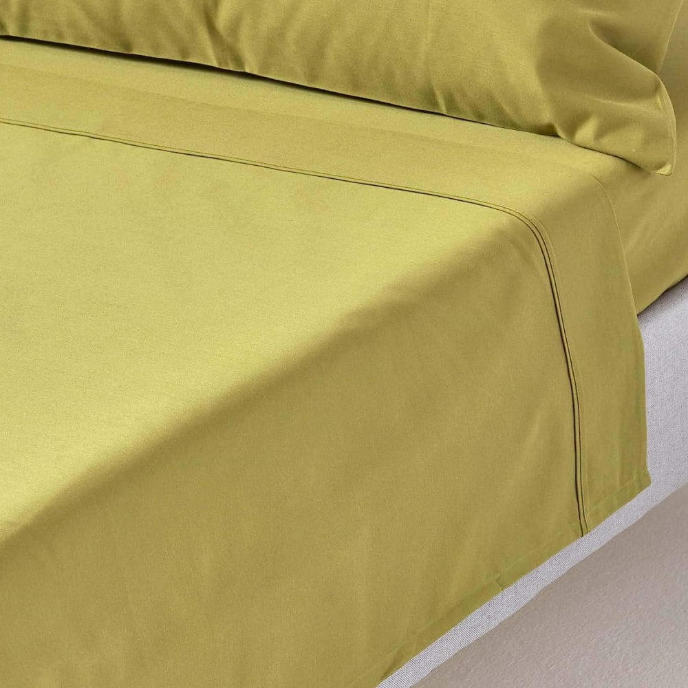 Drap plat en satin de coton égyptien vert olive 270x300 cm