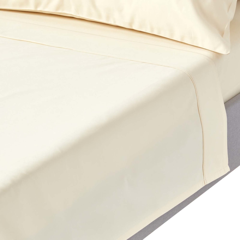 Drap plat en satin de coton égyptien ivoire 180x290 cm