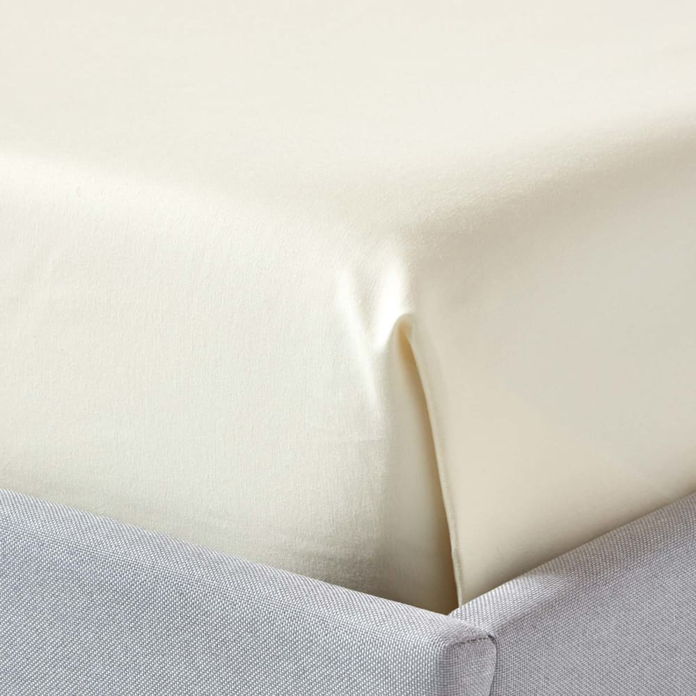 Drap plat en satin de coton égyptien ivoire 180x290 cm — vue 4