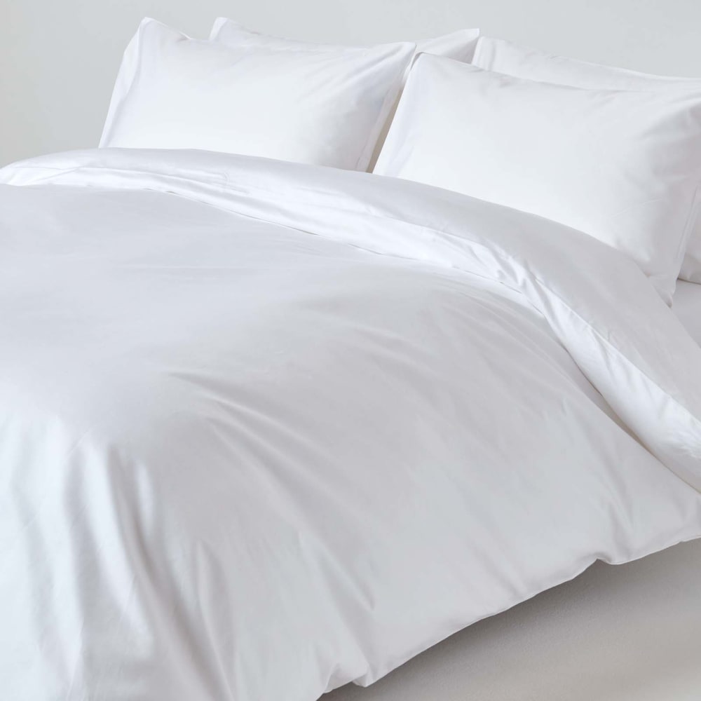 Parure de lit en satin de coton égyptien blanc 200x200 cm Parure de lit en satin de coton égyptien blanc 200x200 cm