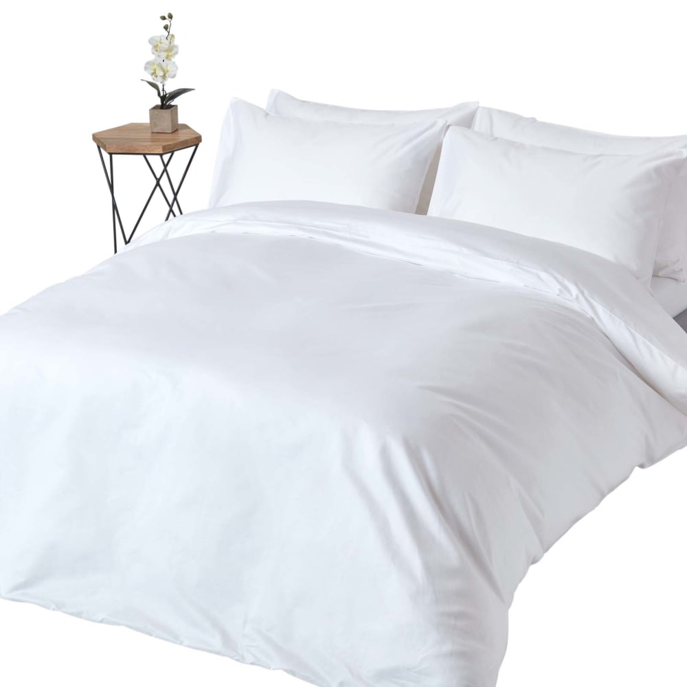 Bettwäsche-Set Satin ägyptische Baumwolle Weiß 155x220 cm -