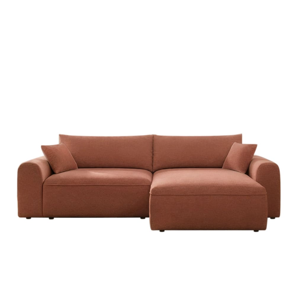Canapé d’angle convertible 4 places bouclé avec coffre