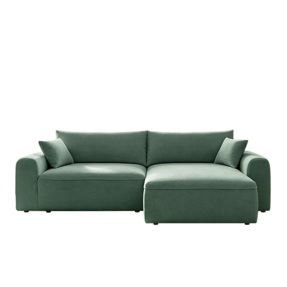 Canapé d’angle convertible 4 places bouclé avec coffre