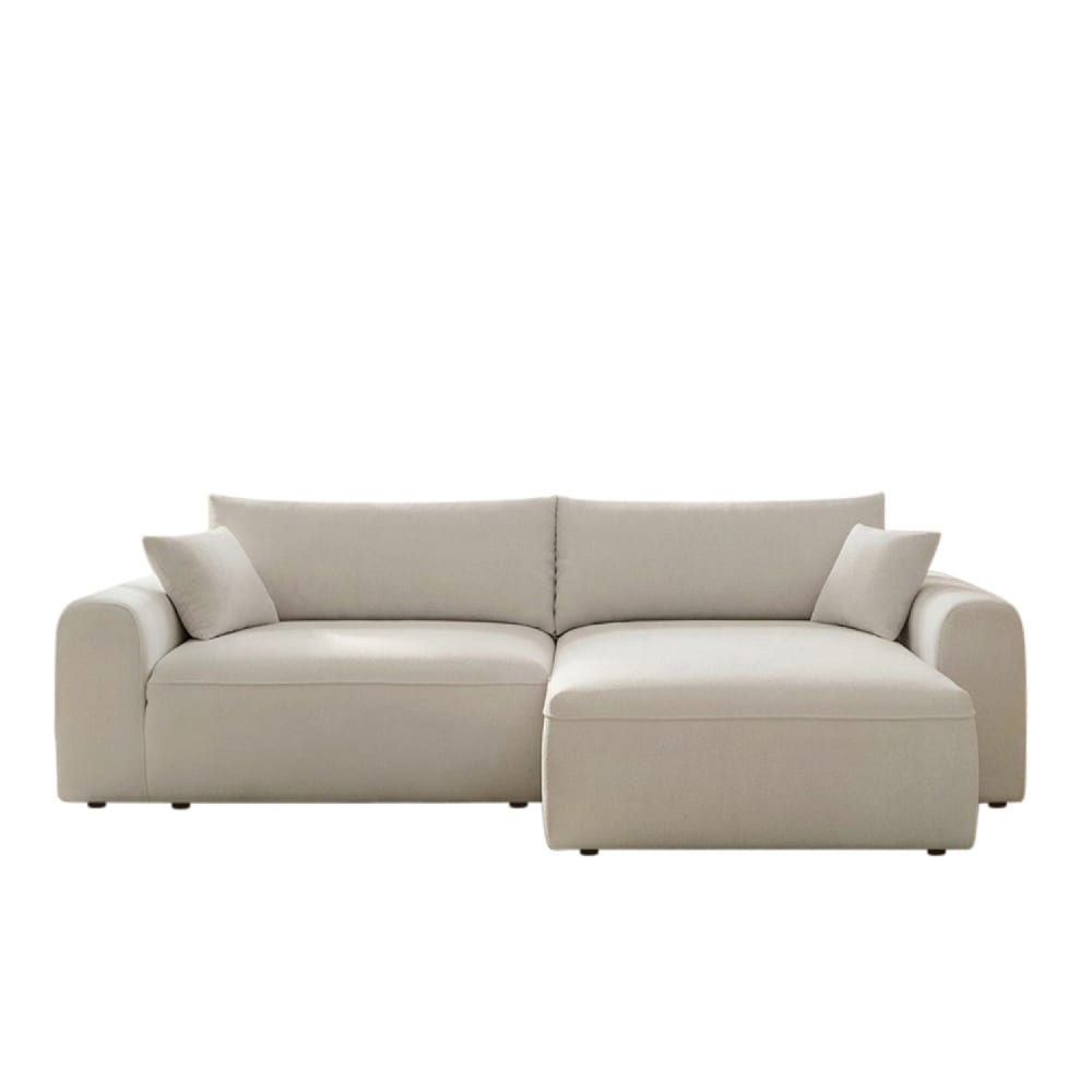 Canapé d’angle convertible 4 places bouclé avec coffre