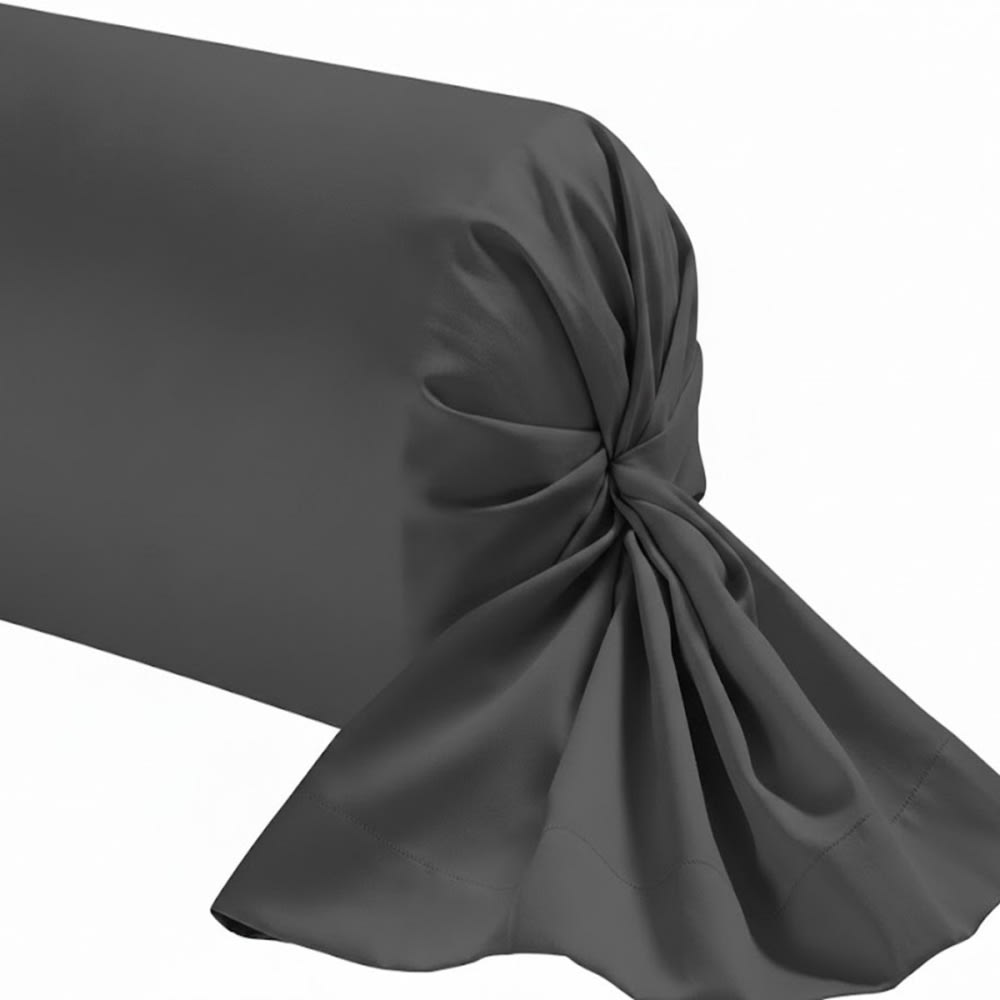 Grande taie de traversin en coton anthracite 45x230 cm Grande taie de traversin en coton anthracite 45x230 cm