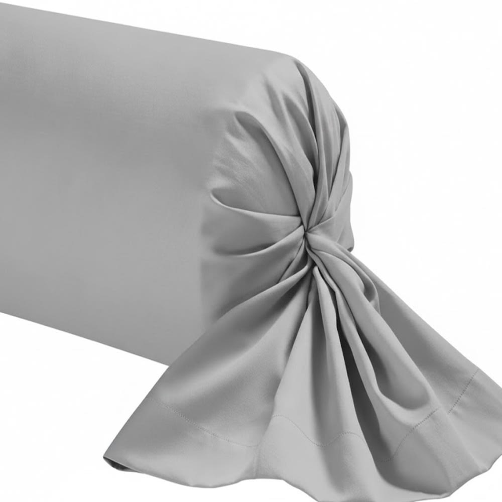 Grande taie de traversin en coton gris souris 45x230 cm Grande taie de traversin en coton gris souris 45x230 cm